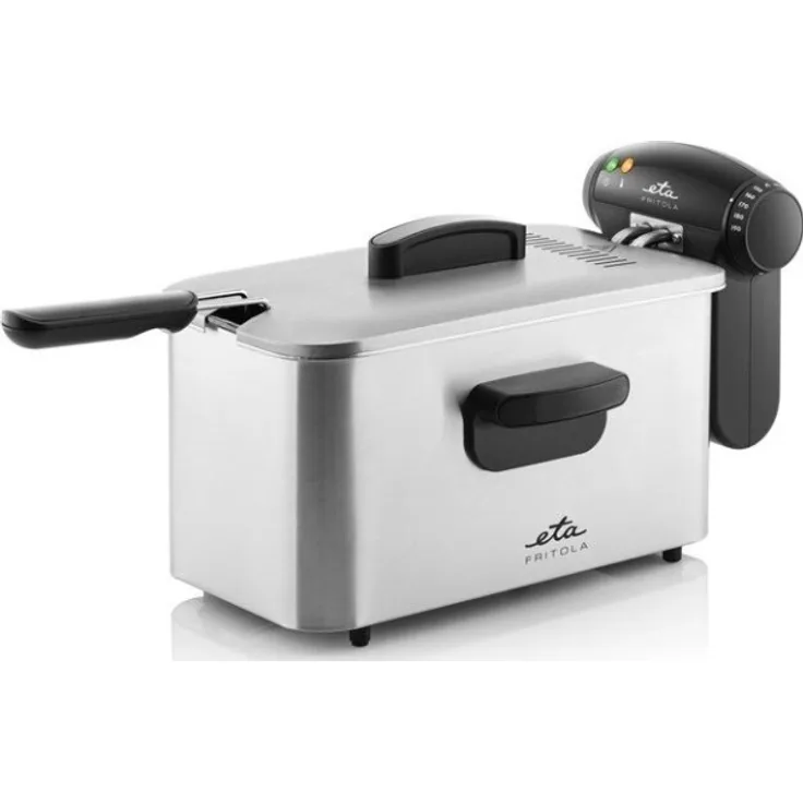 ETA Fritola 317290000 Heißluftfritteuse, 2000 Watt, max. 190 °C, Drehregler, Metall, Kunststoff, silber, schwarz
