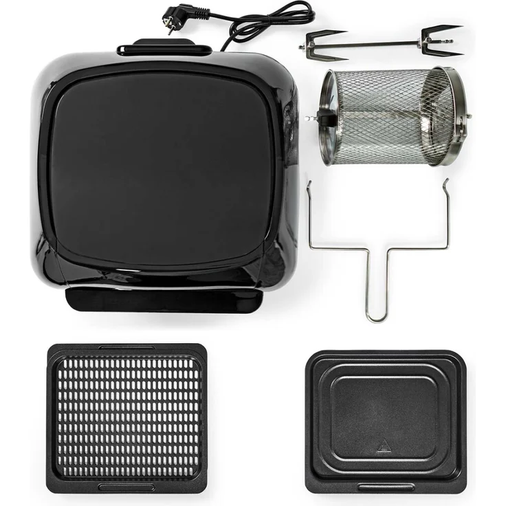 Nedis KAAFO300EBK Heißluftfritteuse, ohne Fett, 1500 Watt, 12 Liter, Timer 60 min, Display, Touch, Kunststoff, Edelstahl, schwarz – Bild 4
