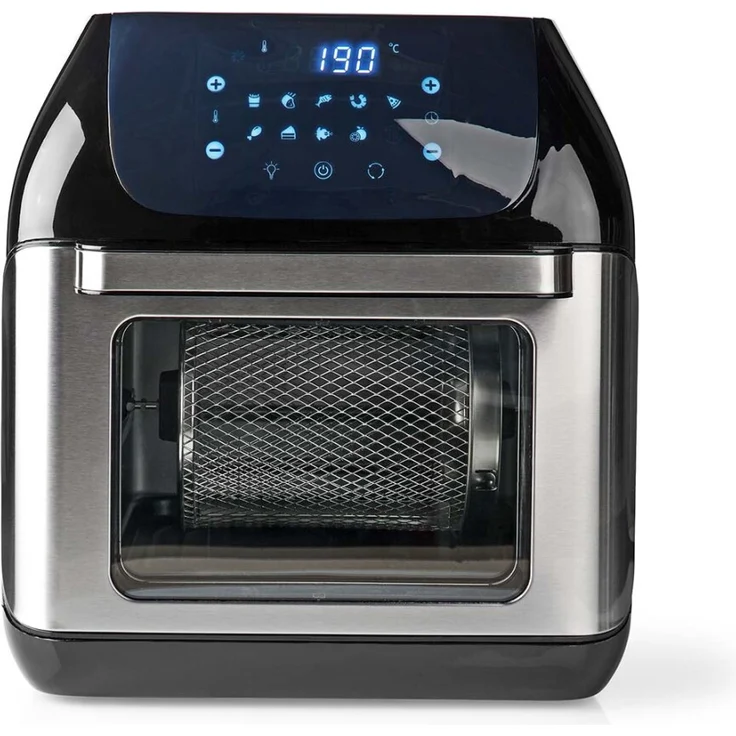 Nedis KAAFO300EBK Heißluftfritteuse, ohne Fett, 1500 Watt, 12 Liter, Timer 60 min, Display, Touch, Kunststoff, Edelstahl, schwarz – Bild 2