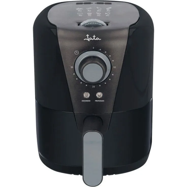 Jata JEFR1221 Heißluftfritteuse, ohne Fett, 1000W, 1,5 L, Drehregler, Thermostat, Timer, Kunststoff, schwarz