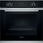 Siemens HR274ABS0 iQ300 Einbaubackofen mit Dampfunterstützung, Pyrolyse, activeClean, 8 Beheizungsarten, Einbaugerät, Energieeffizienzklasse A, Garraum 71 l, groß (ab 65 l), edelstahl, schwarz