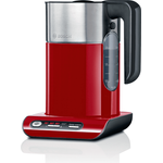 Bosch TWK8614P Styline Wasserkocher mit Filter, 2400 Watt, 1,5 l, Wasserstandsanzeige, Einhand-Deckelöffnung, Edelstahl, rot