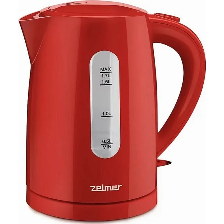 Zelmer ZCK7616R Wasserkocher mit Filter, 1700 Watt, 1,7 Liter, Kunststoff, rot