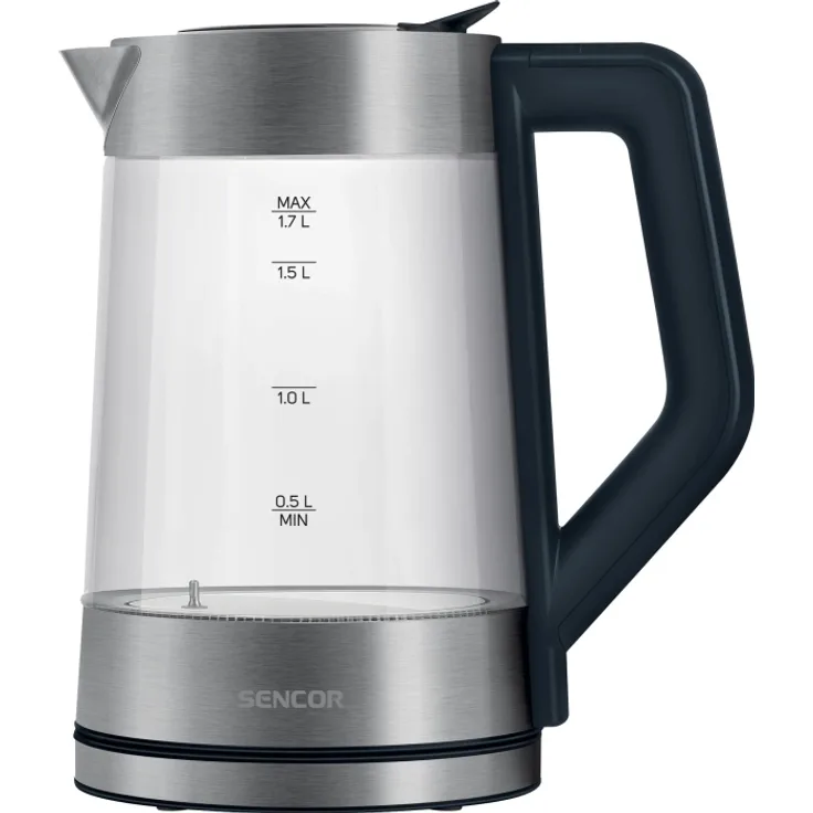 Sencor SWK 1795SS Glas-Wasserkocher, Temperatureinstellung, 2200 Watt, 1,7 Liter, Wasserstandanzeige, silber