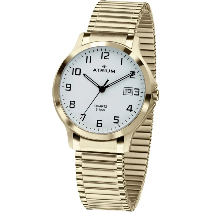 ATRIUM Herren Uhr Armbanduhr Edelstahl goldfarben A12 60 Zugband