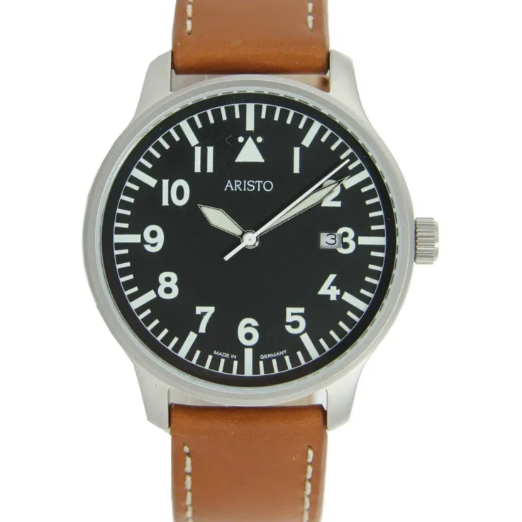 Aristo Herren Uhr Armbanduhr Fliegeruhr Quarz Edelstahl 3H84