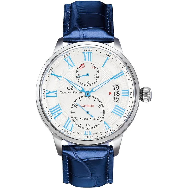 Carl von Zeyten Herren Uhr CVZ0082WHS Automatik, Leder blau