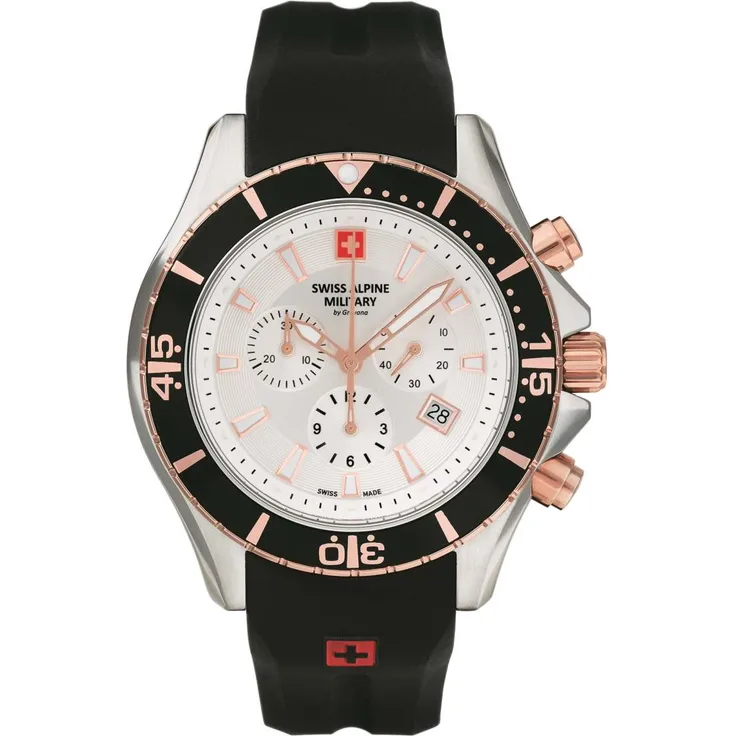 Swiss Alpine Military Herren Uhr Chronograph Analog Quarz 7040.9852SAM Siikon