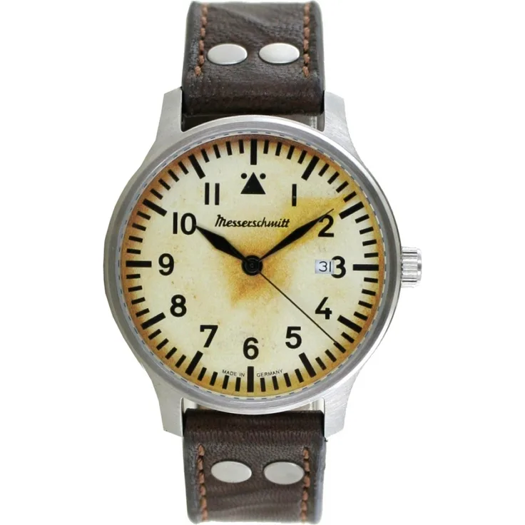 Aristo Herren Messerschmitt Uhr Fliegeruhr ME 42Vintage 2 Vintage Leder