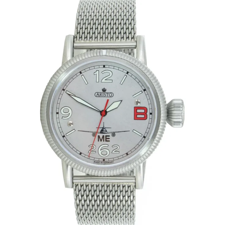 Aristo Herren Uhr Armbanduhr Fliegeruhr ME 262 Rote "B" Automatic 3H262 RBM