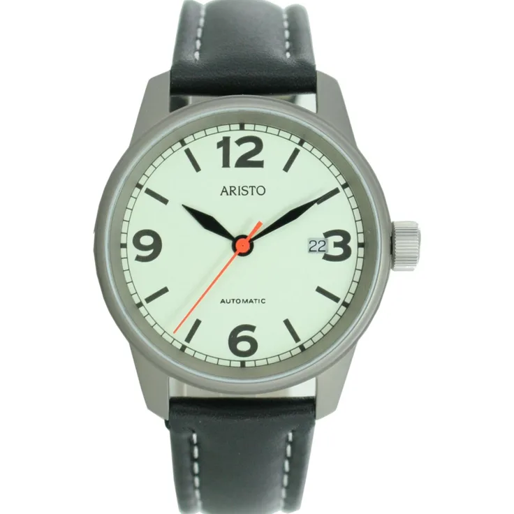 Aristo Herren Uhr Armbanduhr Automatic 5H69Ti Leder