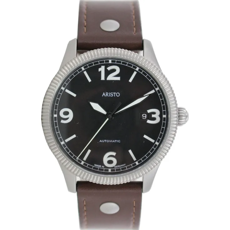 Aristo Herren Uhr Armbanduhr Automatic Edelstahl 3H136 Leder