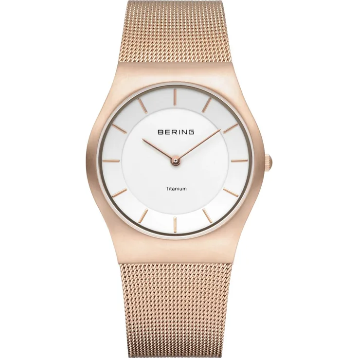 Bering Damen Uhr Armbanduhr Titan Slim Classic 11935 366 Meshband