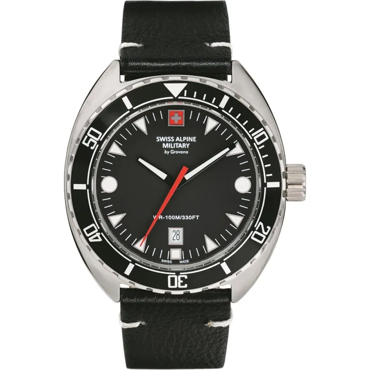 Swiss Alpine Military Herren Uhr Analog Quarz 7066.1537SAM Leder