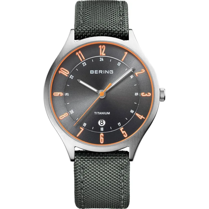 Bering Herren Uhr Armbanduhr Titan Ultra Slim 11739 879 Textil