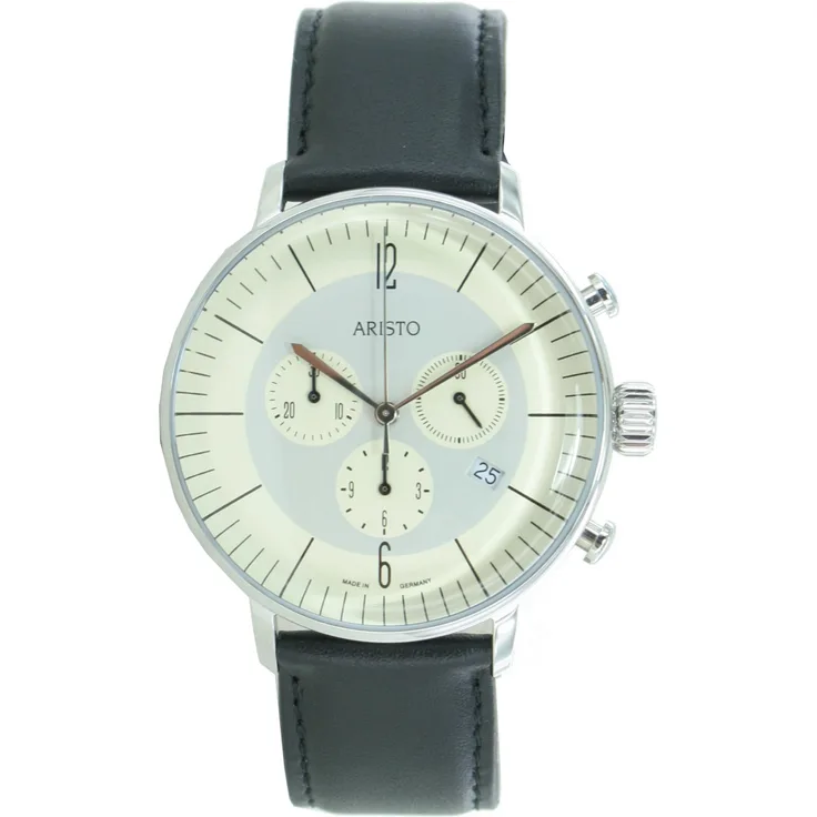 Aristo Herren Uhr Chronograph Edelstahl 4H177 Leder
