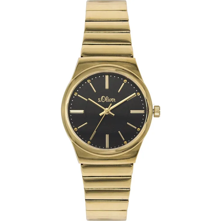 s.Oliver Damen Armbanduhr Analog Quarz IP Gold SO 15128 MQR