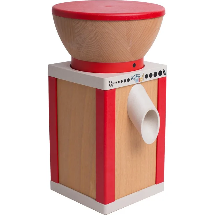 KoMo KoMoMio elektrische Getreidemühle, Buche, 100 g/min, Korund-Keramik-Mahlwerk, für alle alle Getreidesorten, beige, rot