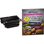 Tefal GC7228 OptiGrill+ XL Kontaktgrill, 2000 Watt, 9 automatische Grillprogramme, 40 x 20 cm Grillfläche, Antihaftbeschichtet, inkl. OptiMal International Rezeptbuch, schwarz