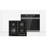 Klugmann KO608TCX Backofenset, Einbaubackofen + Gaskochfeld + Teleskopauszug, 3-fach Verglasung, 4 Brenner, 8 Beheizungsarten, Touch, versenkbare Knebel, A, Garraum 68 l, Breite 59,5 cm, Anzahl der Kochstellen 4, schwarz, grau