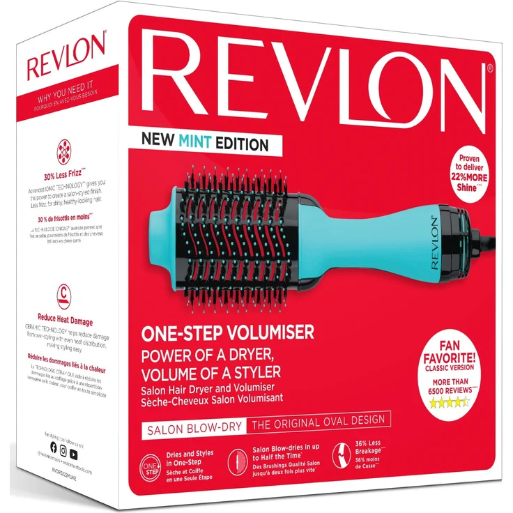 Revlon RVDR5222MUKE Warmluftbürste, 800 Watt, Ionen-Technologie, flexible Borsten mit kugelförmigen Spitzen, Keramikbeschichtung, mint – Bild 3