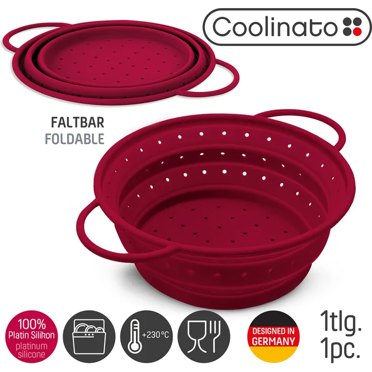 Coolinato faltbares Silikon-Sieb 16 cm rot