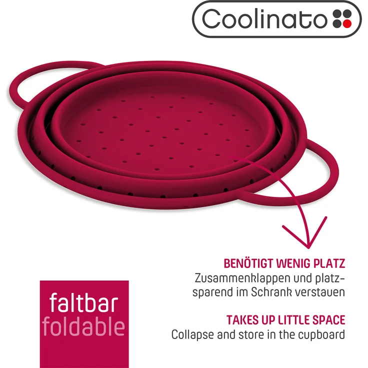 Coolinato faltbares Silikon-Sieb 16 cm rot – Bild 2