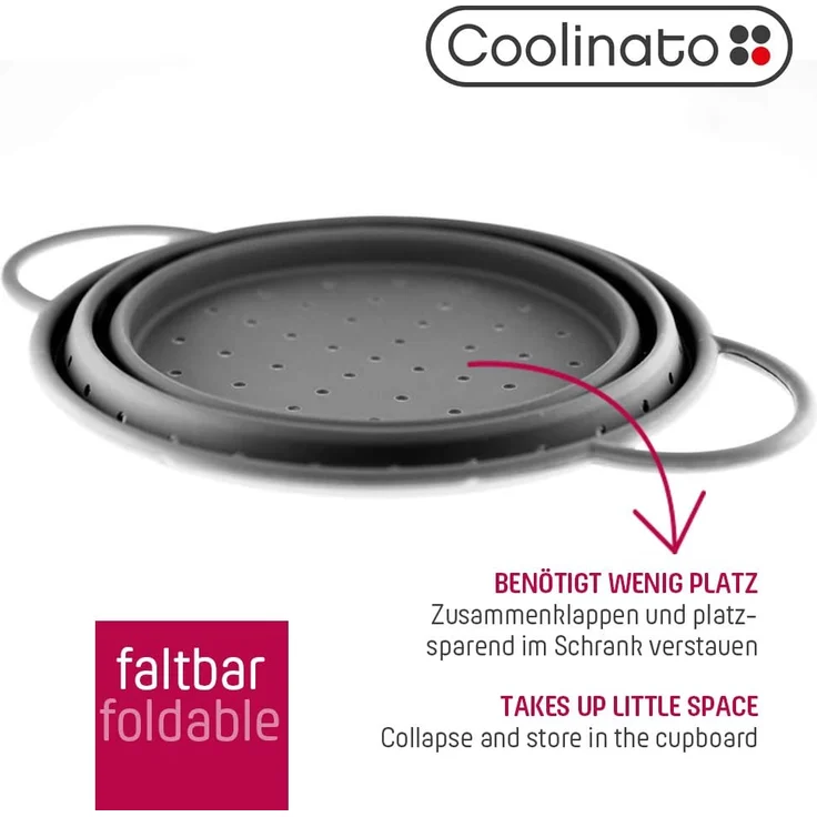 Coolinato faltbares Silikon-Sieb 24 cm grau – Bild 2