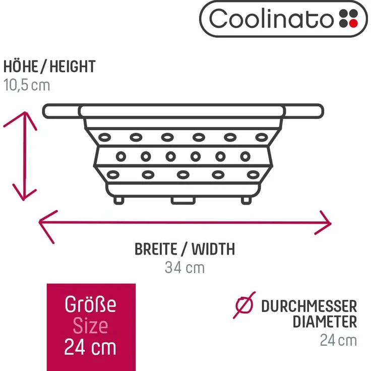 Coolinato faltbares Silikon-Sieb 24 cm grau – Bild 3