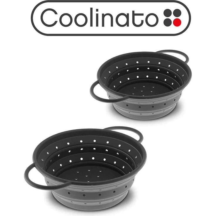 Coolinato Set 2tlg faltbares Silikon-Sieb grau – Bild 1