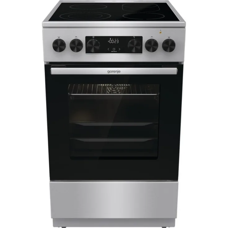 Gorenje GECS5C70XA Standherd, Elektroherd freistehend, inkl. Kochfeld, Extra Steam, A, Garraum 70 l, groß (ab 65 l), edelstahl, schwarz