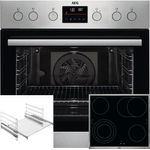 AEG HF23M4S3R2 Herdset, Einbauherd EPS335061M + Kochfeld HE604070XB + Teleskopauszug TR2LFV, Pyrolyse, A+, Garraum 72 l, groß (ab 65 l), edelstahl, schwarz