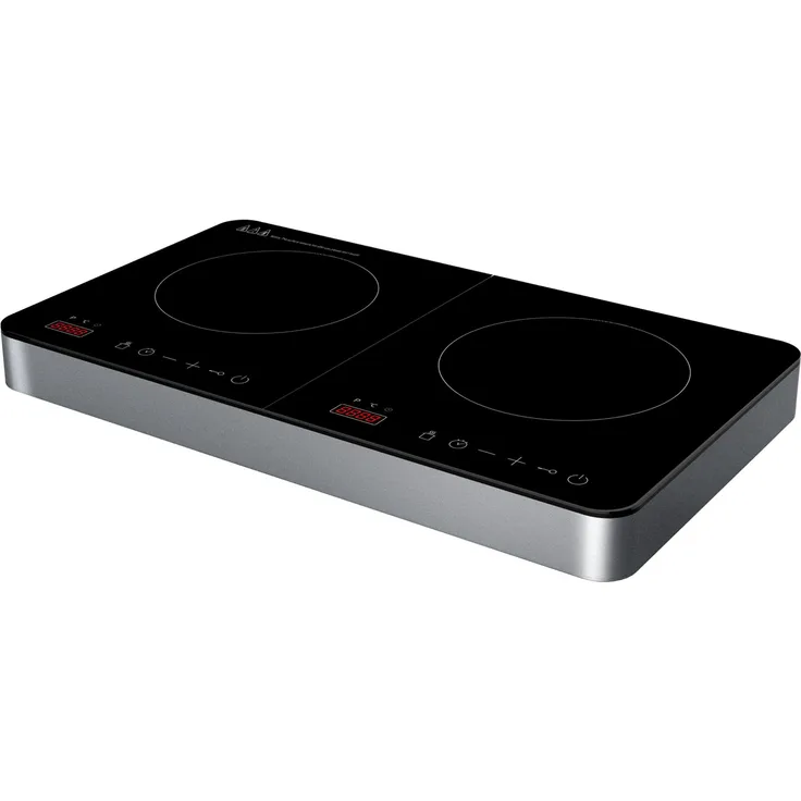 DESKi 613-401568 Doppel-Induktionskochfeld 44 x 22 cm, Sensorsteuerung, 60-240°C, 4 Digitalanzeigen, 3500 Watt, Touch-Display, elektrisch, 2 Zonen, Kindersicherung, Timer-Funktion, Überhitzungsschutz