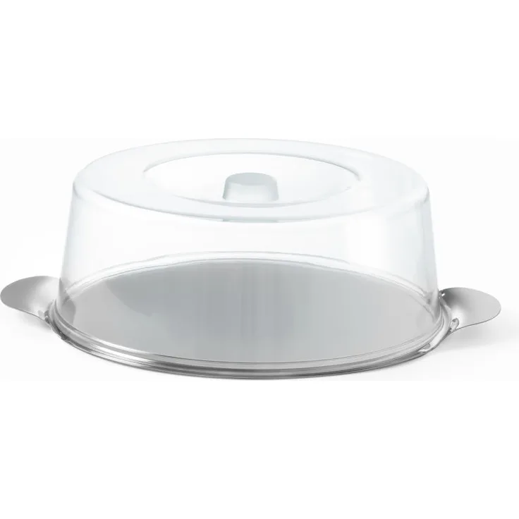 Hendi Kuchen-Set, rund, 300 mm, Edelstahlplatte mit Luran-Haube