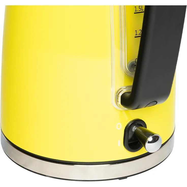 Michelino Edelstahl-Wasserkocher, 2200 Watt, 1,7 L, Füllstandanzeige, Überhitzungs- und Trockenauslaufschutz, in trendigem Retro-Look, gelb – Bild 5