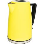 Michelino Edelstahl-Wasserkocher, 2200 Watt, 1,7 L, Füllstandanzeige, Überhitzungs- und Trockenauslaufschutz, in trendigem Retro-Look, gelb