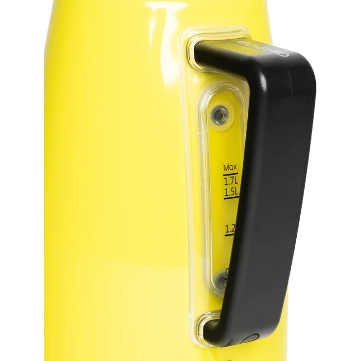 Michelino Edelstahl-Wasserkocher, 2200 Watt, 1,7 L, Füllstandanzeige, Überhitzungs- und Trockenauslaufschutz, in trendigem Retro-Look, gelb – Bild 4