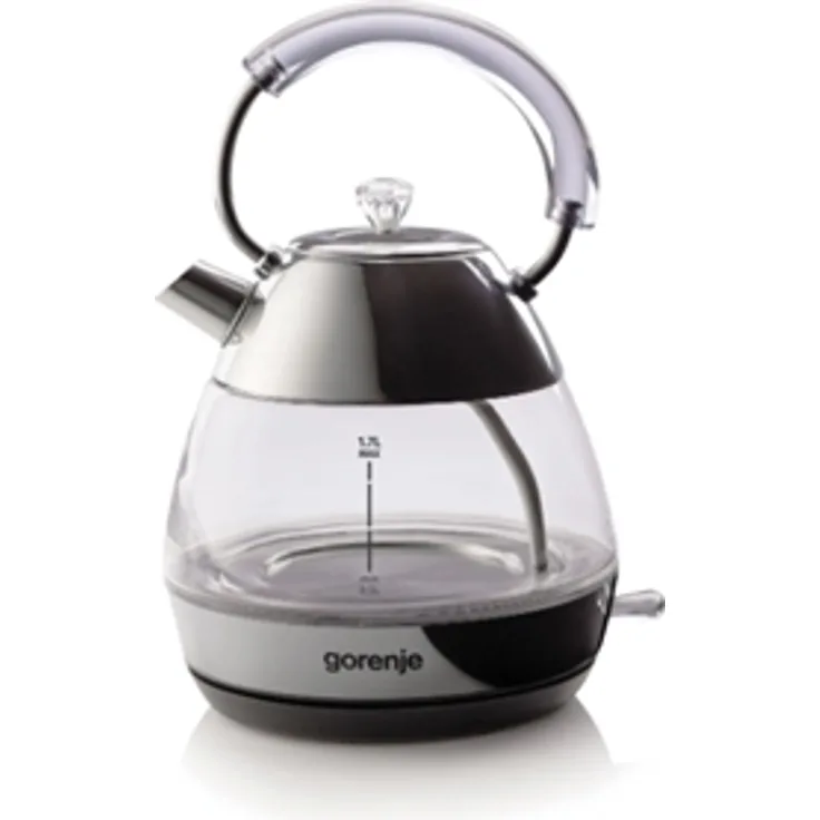 Gorenje K17GPD Glas-Wasserkocher, 2200W, 1.7 L, 360°-Basis, Kontrollleuchte, silber