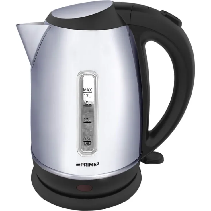 Prime3 SEK41 Wasserkocher, 1,7 Liter, Wasserstandsanzeige, Kontrollleuchte, Edelstahl, Kunststoff, silber, schwarz