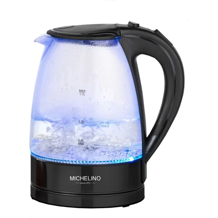 Michelino Glas-Wasserkocher, 1,7 Liter, mit LED Beleuchtung, schwarz - Preisvergleich