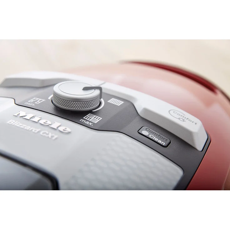 Miele Blizzard CX1 Powerline Bodenstaubsauger SKRF5, beutellos, 890 Watt, Mangorot – Bild 2