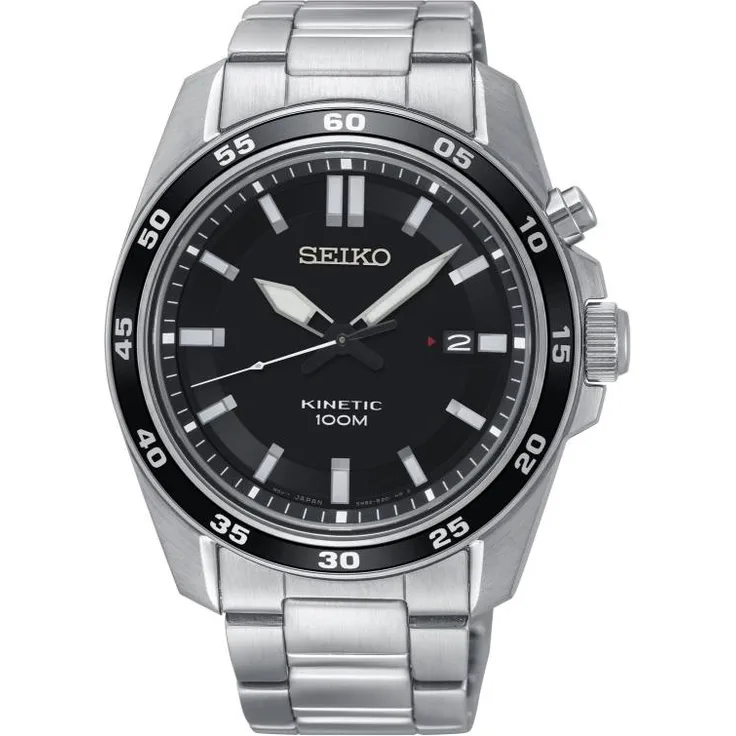 Seiko Kinetic SKA785P1, Analoguhr, schwarz, silber