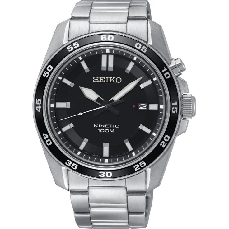 Seiko Kinetic SKA785P1, Analoguhr, schwarz, silber – Bild 1