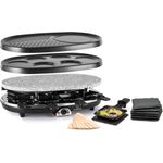 Klarstein All-U-Can-Grill Raclette-Grill mit Zubehör 4-in-1, 1500 Watt, für 8 Personen, vorgeprägte Rundformen für Pancakes, Crêpes oder Eierkuchen, schwarz