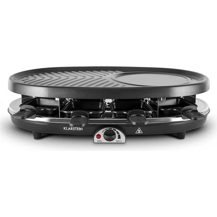 Klarstein All-U-Can-Grill Raclette-Grill mit Zubehör 4-in-1, 1500 Watt, für 8 Personen, vorgeprägte Rundformen für Pancakes, Crêpes oder Eierkuchen, schwarz – Bild 7
