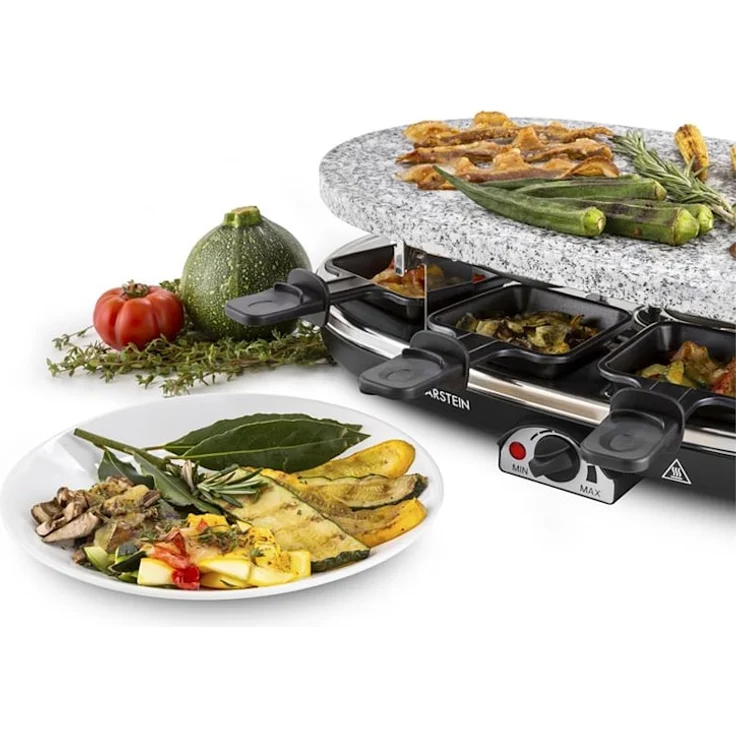 Klarstein All-U-Can-Grill Raclette-Grill mit Zubehör 4-in-1, 1500 Watt, für 8 Personen, vorgeprägte Rundformen für Pancakes, Crêpes oder Eierkuchen, schwarz – Bild 8