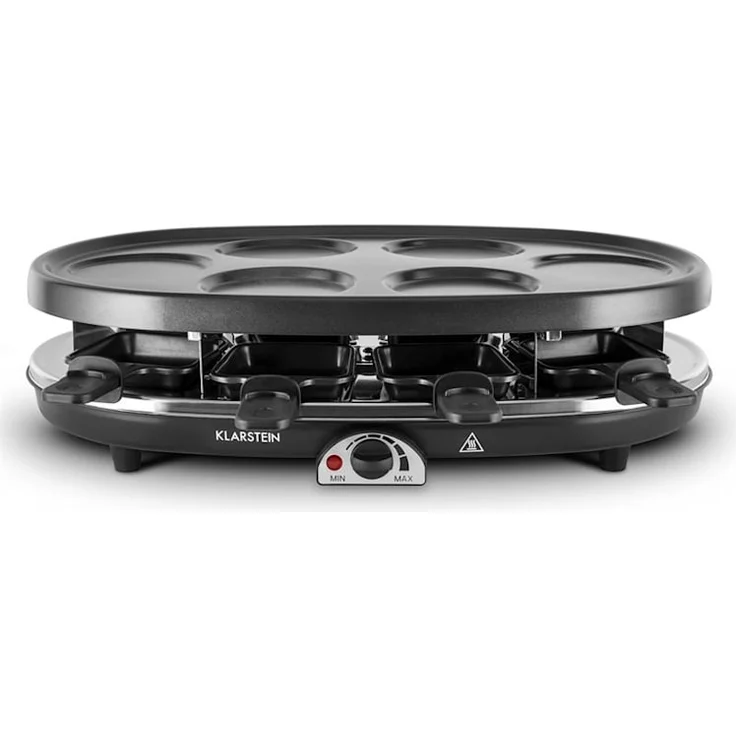 Klarstein All-U-Can-Grill Raclette-Grill mit Zubehör 4-in-1, 1500 Watt, für 8 Personen, vorgeprägte Rundformen für Pancakes, Crêpes oder Eierkuchen, schwarz – Bild 6