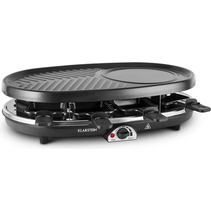 Klarstein All-U-Can-Grill Raclette-Grill mit Zubehör 4-in-1, 1500 Watt, für 8 Personen, vorgeprägte Rundformen für Pancakes, Crêpes oder Eierkuchen, schwarz – Bild 3