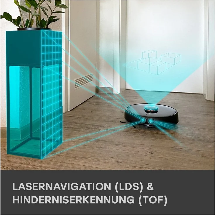 Zaco A11s Pro Saugroboter mit Ultraschall-Wischfunktion, 150 min Akkubetrieb, 4000 Pa Saugleistung, Lasernavigation, schwarz – Bild 2