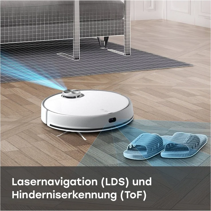 Zaco M1S Saugroboter mit Wischfunktion und Absaugstation, 180 min Akkubetrieb, 3200 Pa Saugleistung, weiß – Bild 4